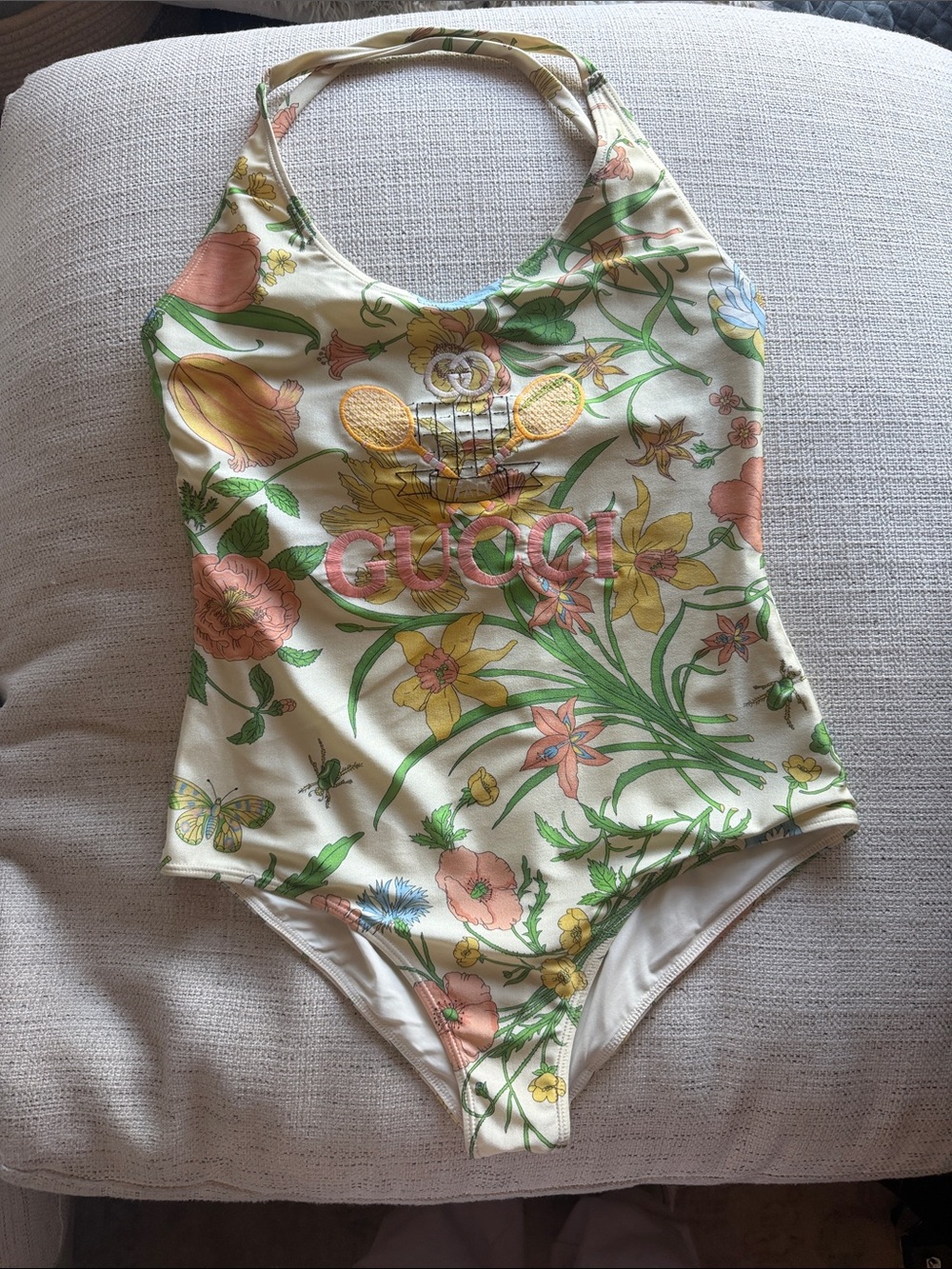 Gucci Cream Floral Print Swimsuit